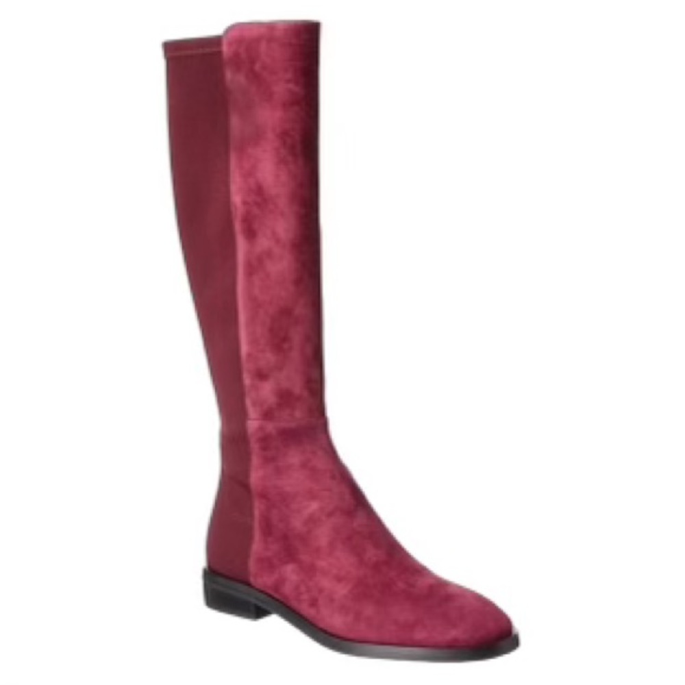 Stuart Weitzman Greer City Suede Knee High Boots Cabernet Size 12 NWOB